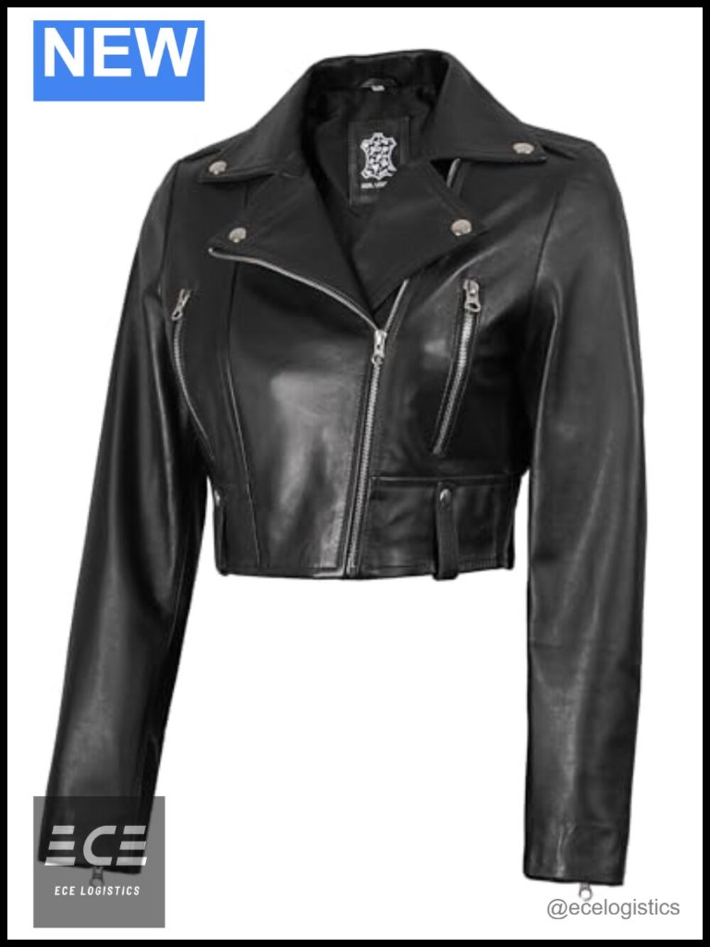 Real Lambskin Asymmetrical Cropped Leather Jacket Women Moto Biker